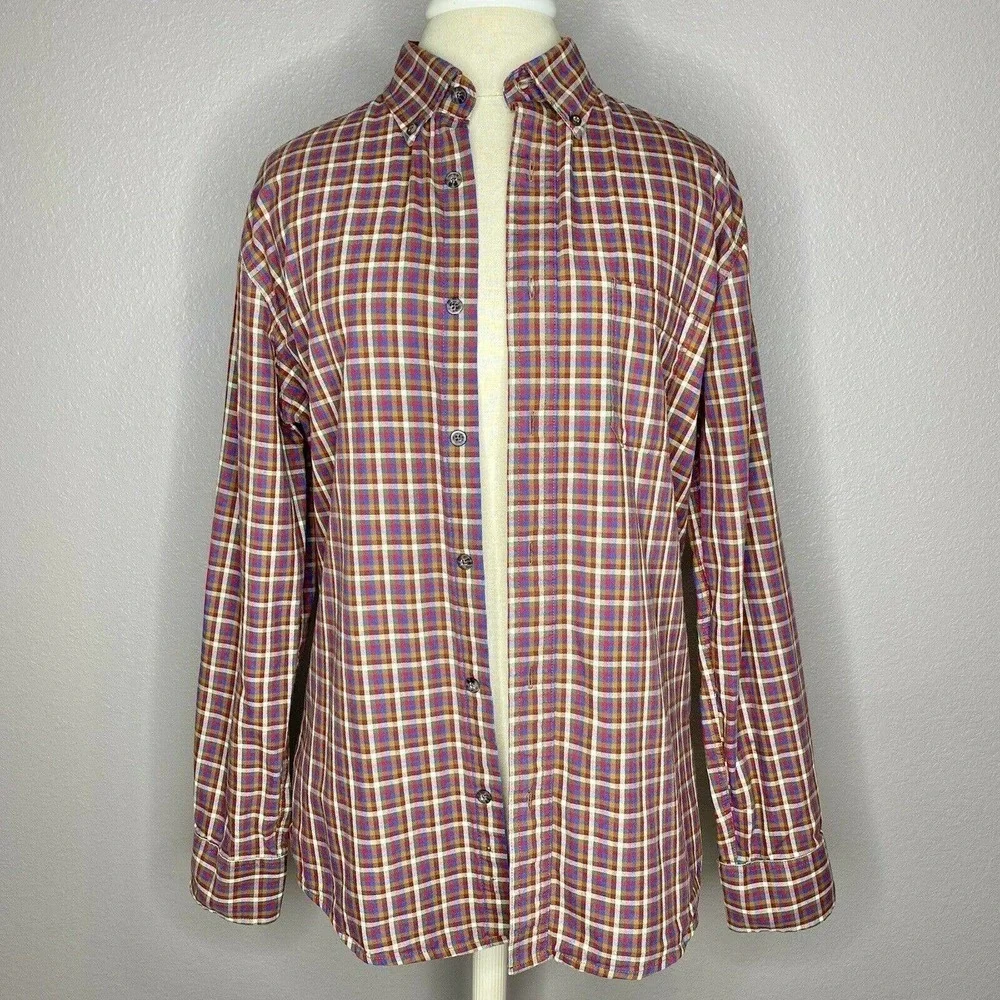 Clear Water Outfitters Men's Brown Red Plaid 100% Cotton Button-Down Shirt - Picture 10 of 10